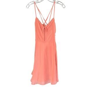 Abercrombie & Fitch Coral Pink Satin Mini Slip Dress Flowy Feminine NEW Size S